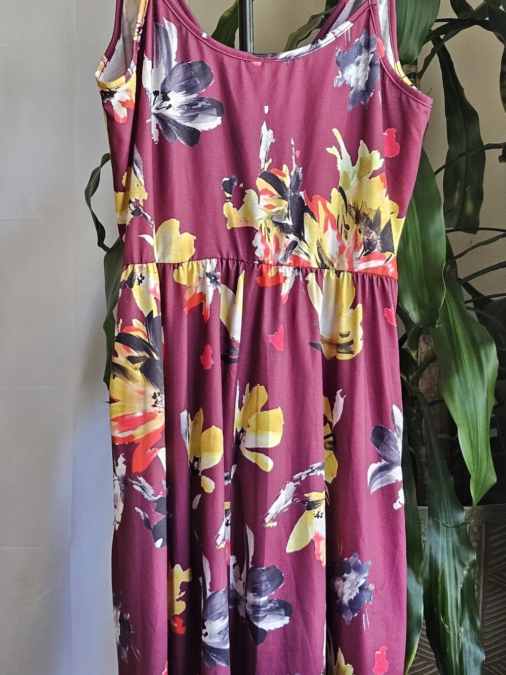 Floral Tie-Shoulder Wrap Dress in Wine - Picture 5 of 11
